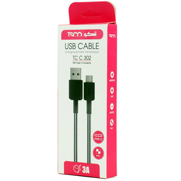 کابل تبدیل USB به USB-C تسکو مدل TCC302 طول 1 متر